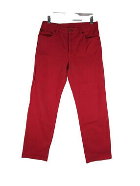 Ralph Lauren Womens Mid Rise Straight Jeans Button Fly Pockets Size 8 Red